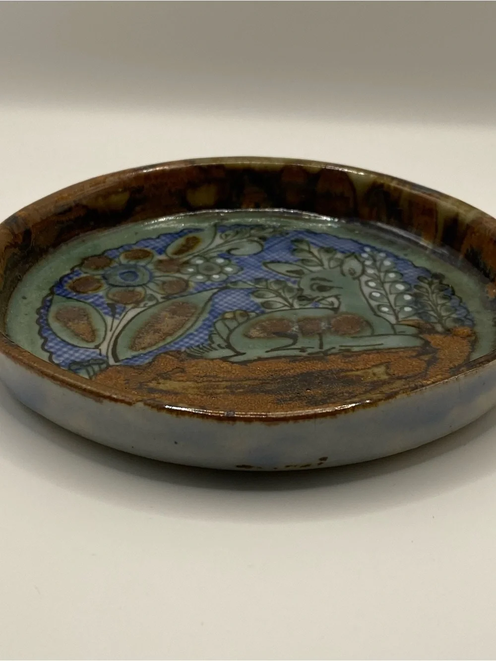 Decorative Ceramic Accent Dish in Green and Brown